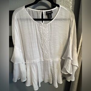 Liz Claiborne White Ruffle Top